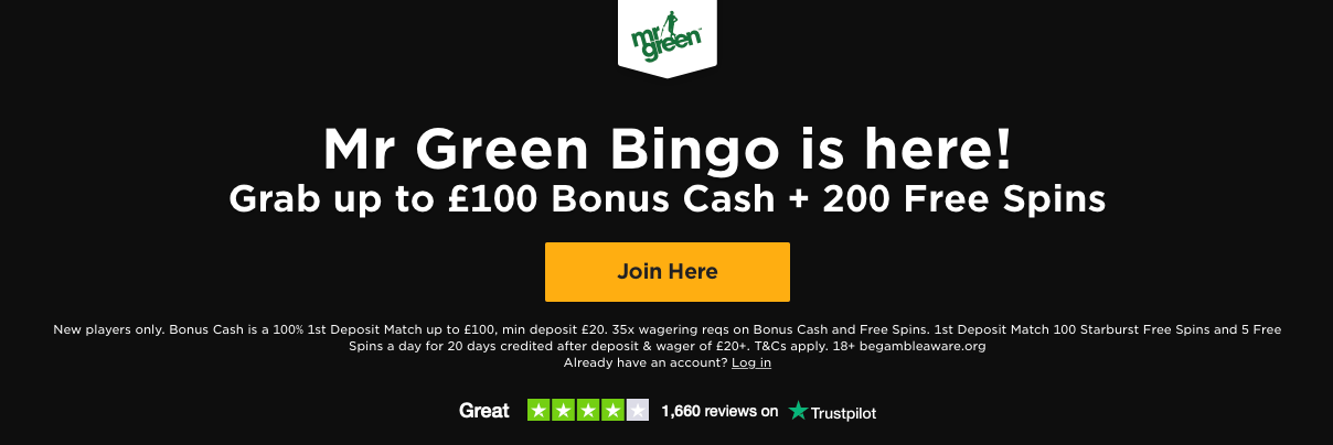 Mr Green Bingo Welcome Offer