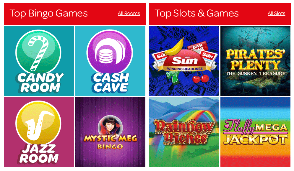 Sun Bingo's Top Bingo, Slots and Games Screen Grab