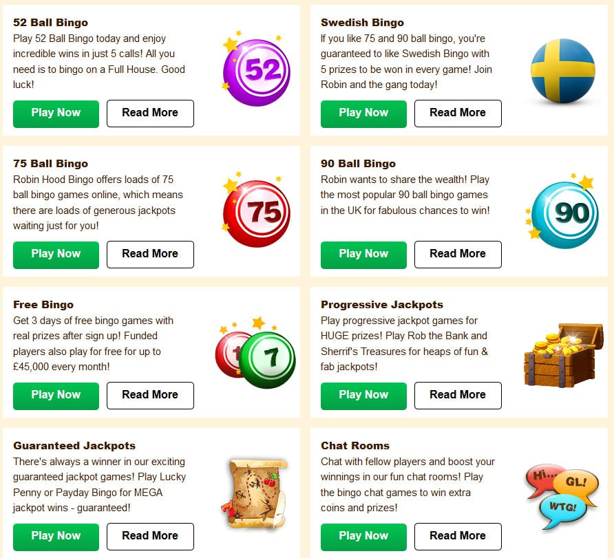 Bingo Games by Robin Hood Bingo and Dragonfish